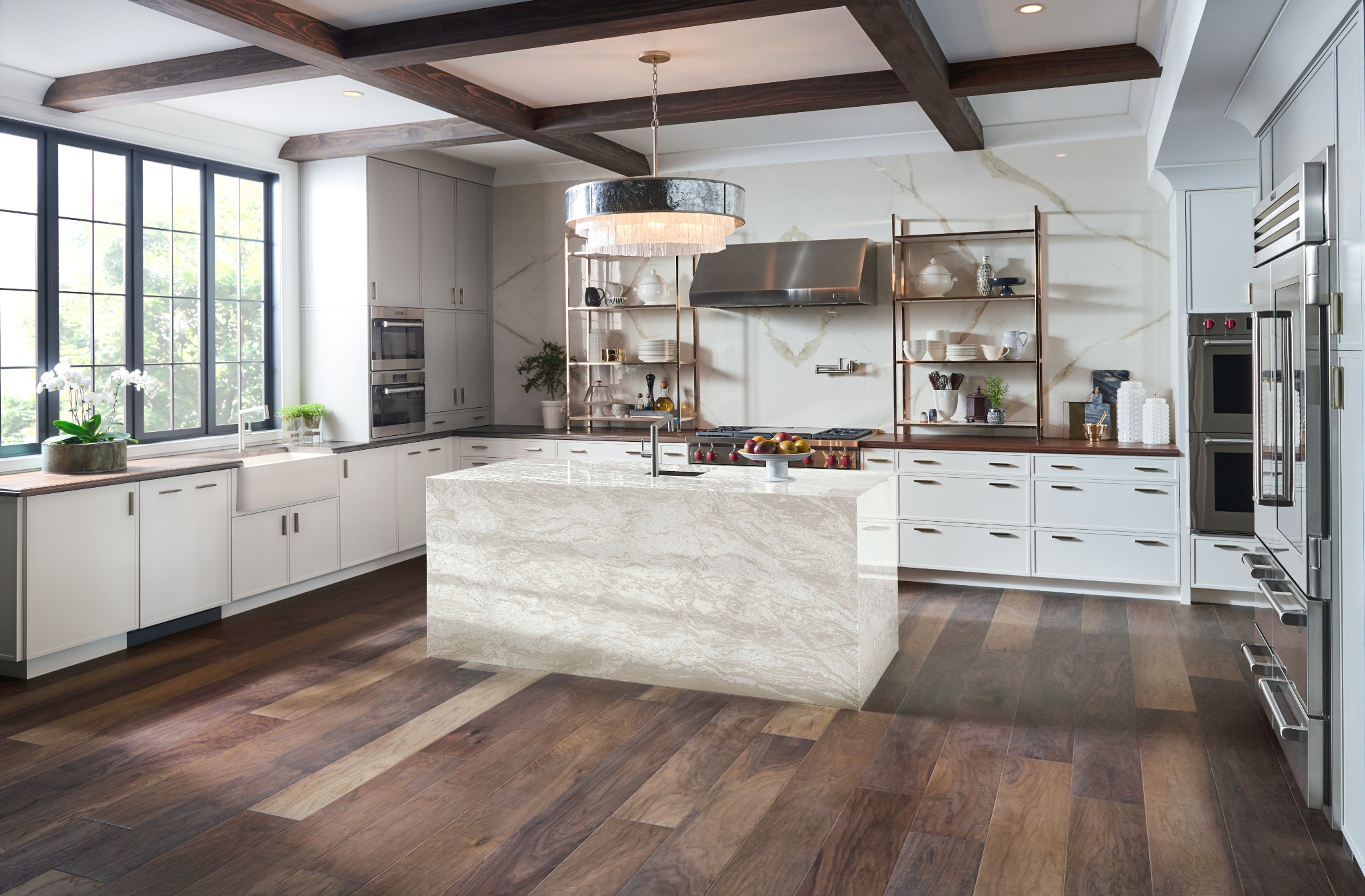 Kitchen with hardwood flooring from Carpet City & Flooring Center in the Fairfield, CT area