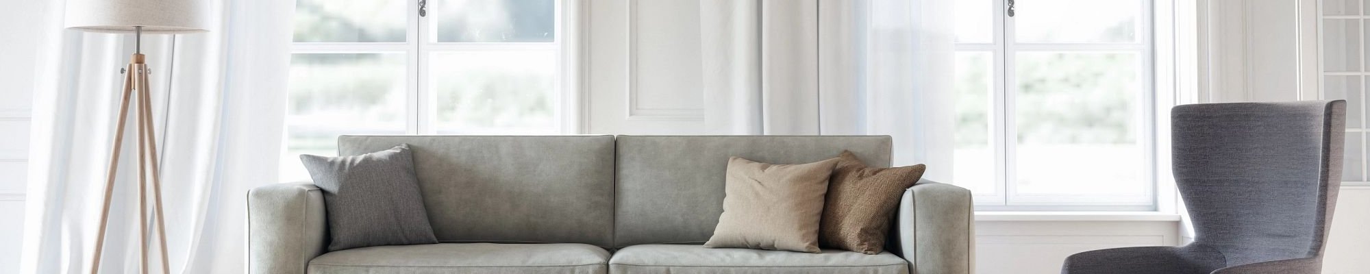 Living room with gray couch - Carpet City & Flooring Center in the Fairfield, CT area